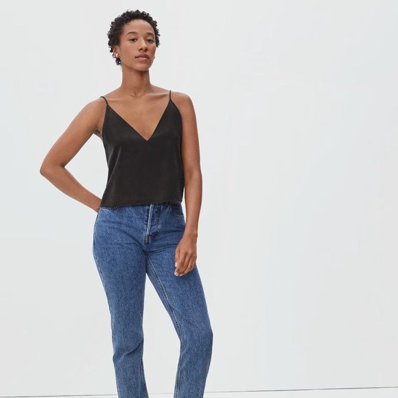 Everlane Tops - NWT Everlane The Washable Silk Cropped Cami Top in Black Size 0 NEW